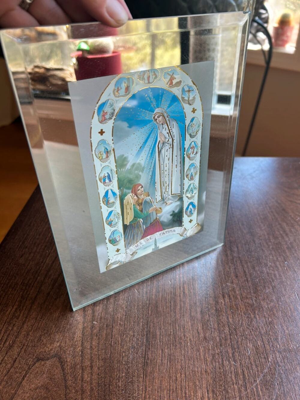 Mirrored wall art Our Lady of Fátima appearing to the shepherd children